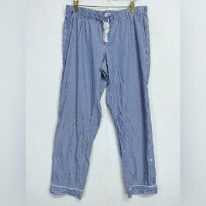 J.Crew Pajama Pants Womens Medium Blue Striped 100% Cotton Lounge Sleepwear